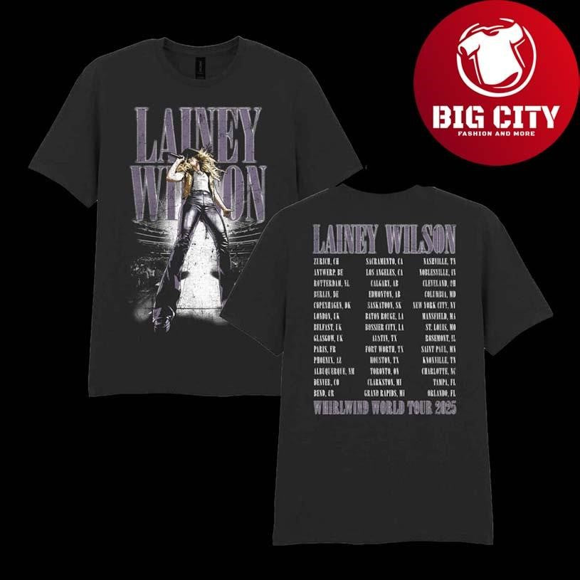 Lainey Wilson Whirlwind World Tour 2025 New Two Sided Shirt