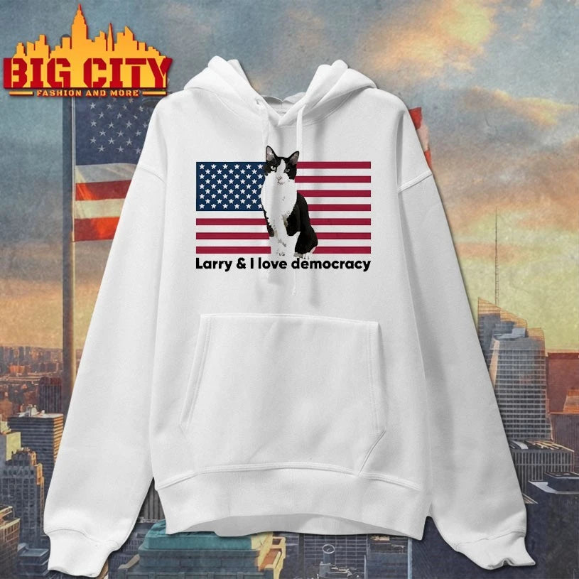 Larry &amp; I Love Democracy Cat with American Flag Shirts