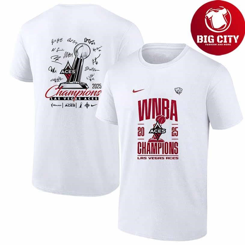 Las Vegas Aces 2025 WNBA Champions trophy team signature shirt