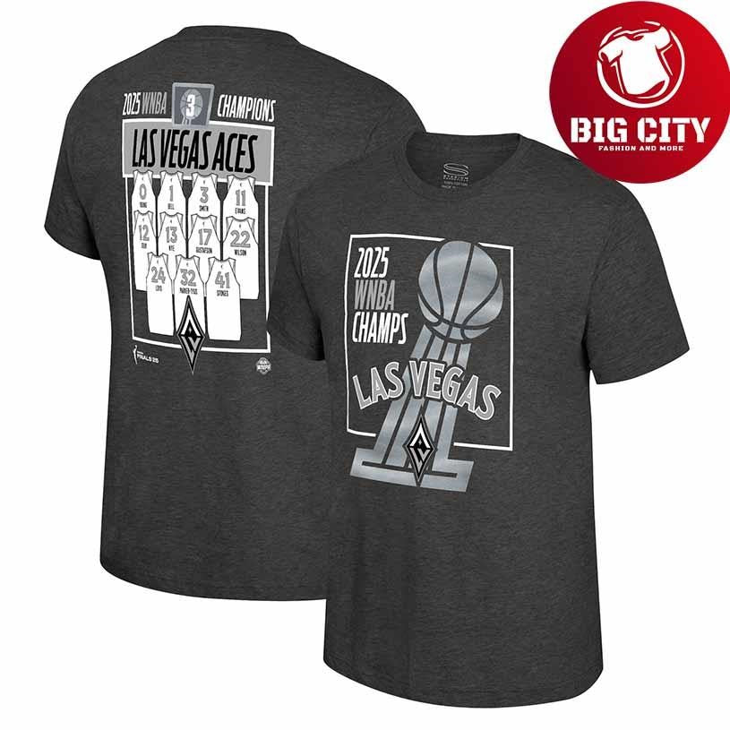 Las Vegas Aces Stadium Essentials Unisex 2025 WNBA Finals Champions Jersey Roster Shirt