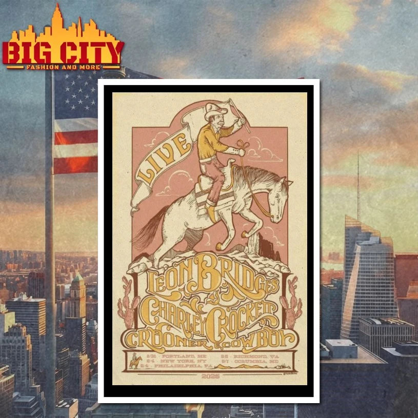 Leon Bridges &amp; Charley Crockett Sept 4 2025 New York NY Poster shirt
