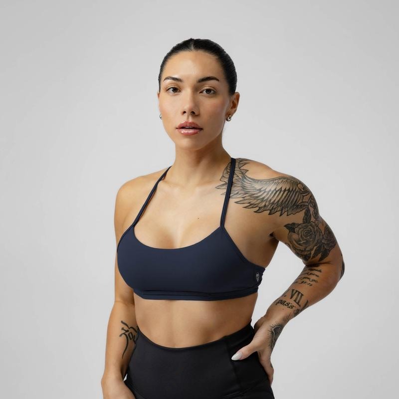 Light Support Sports Bra for Women - Midnight Navy, Plain Pattern, Summer Season