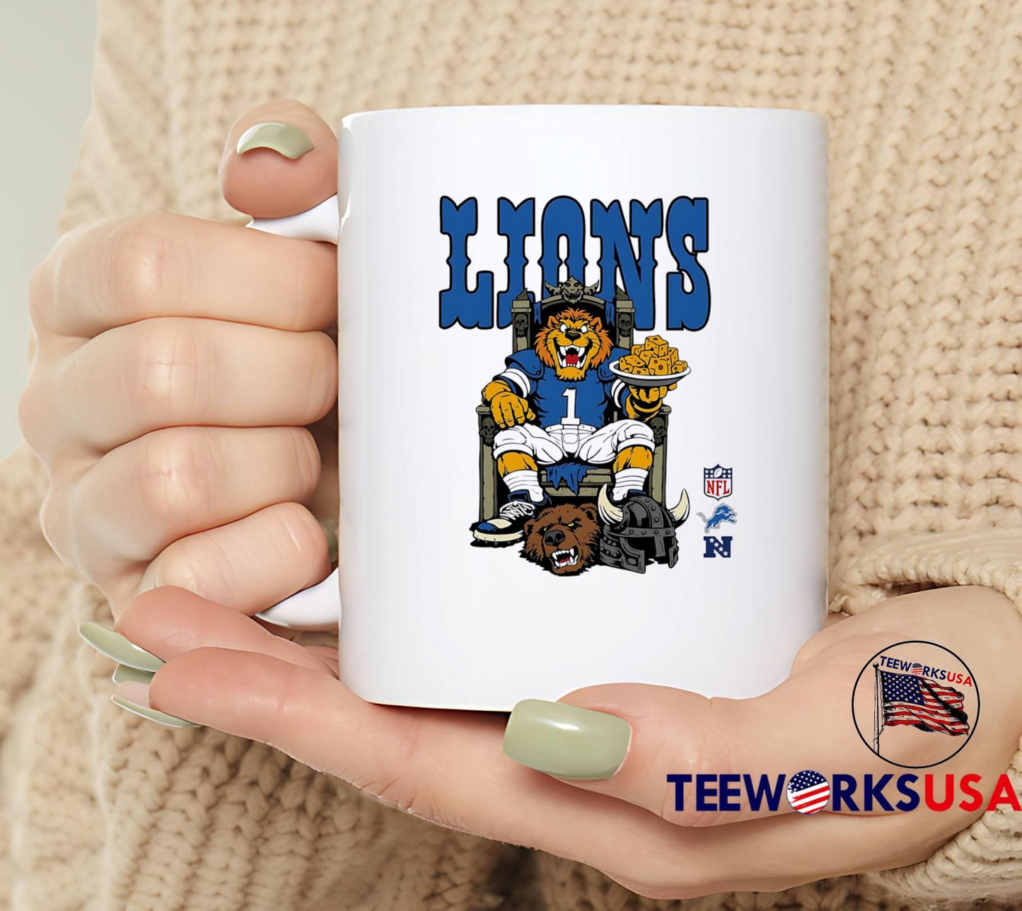 Lions Number 1 Mascot Sitting on Throne Holding Cheese shirt