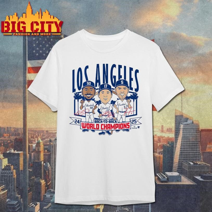 Los Angeles Baseball Back-to-Back World Champs Caricatures 2025 Shirt