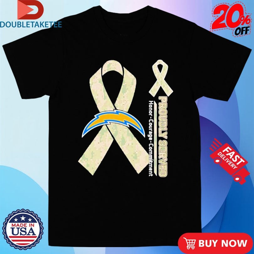 Official  Los Angeles Chargers Proudly Served Honor Courage Commitment Breast Cancer Awareness Shirts