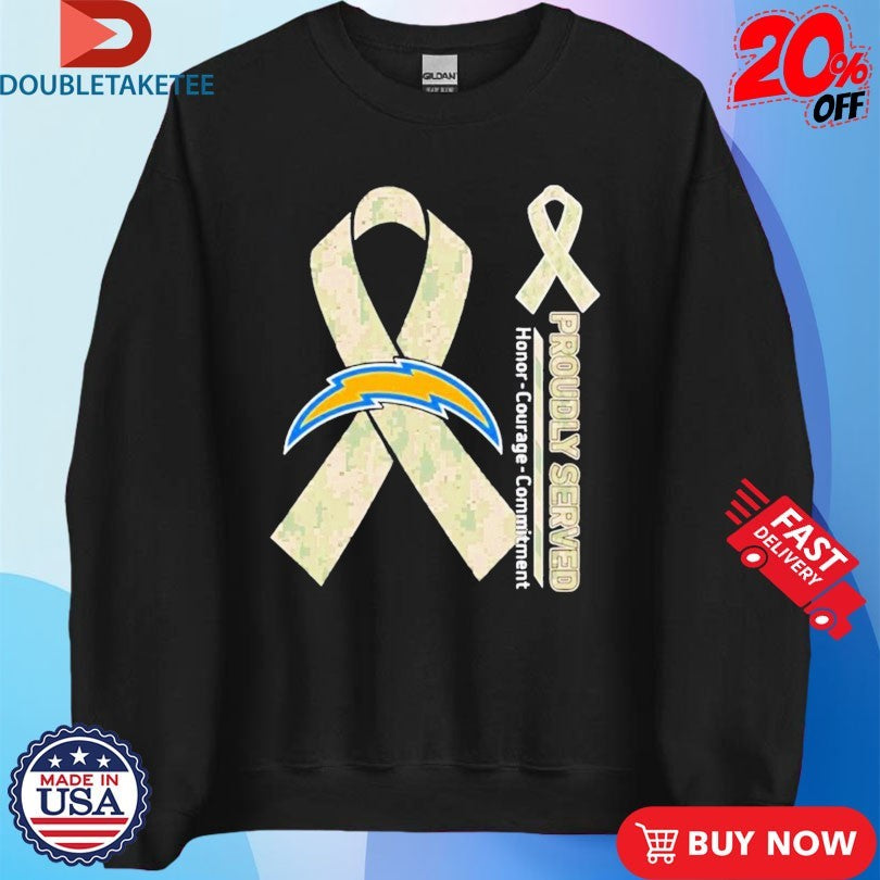 Official  Los Angeles Chargers Proudly Served Honor Courage Commitment Breast Cancer Awareness Shirts