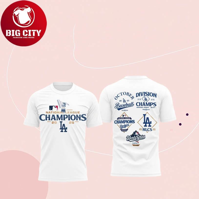 Los Angeles Dodgers Mlb Baseball National League Champions 2025 Two Sided Shirt