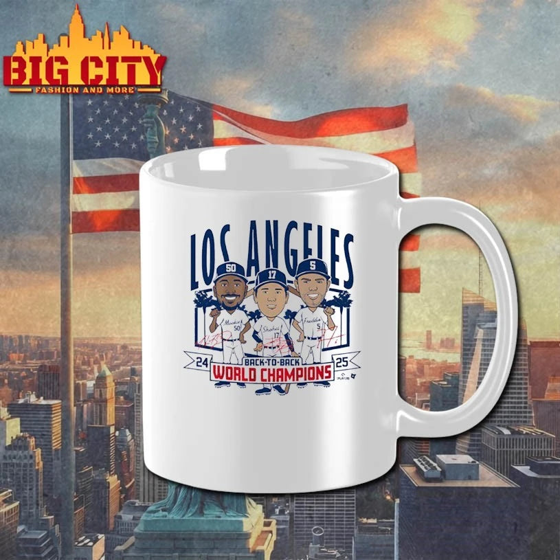 Los Angeles baseball Back to back World Champs 2025 caricatures signature shirt