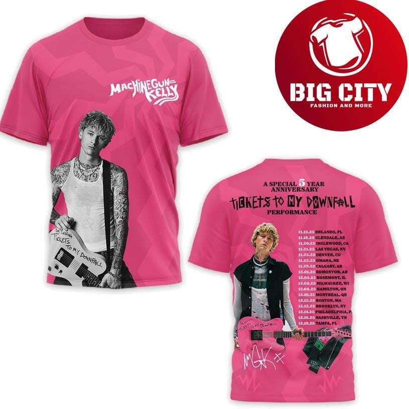 Machine Gun Kelly Tour Tickets To My Downfall 2025 New Two Sided Shirt