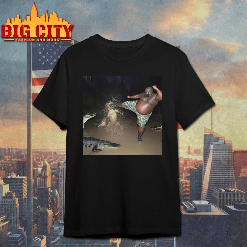 Man Kick Alligator In Swamp Shirt