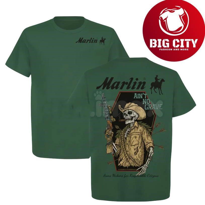 Marlin Ain’t No Grave Cowboy Skull Two Sided Shirt