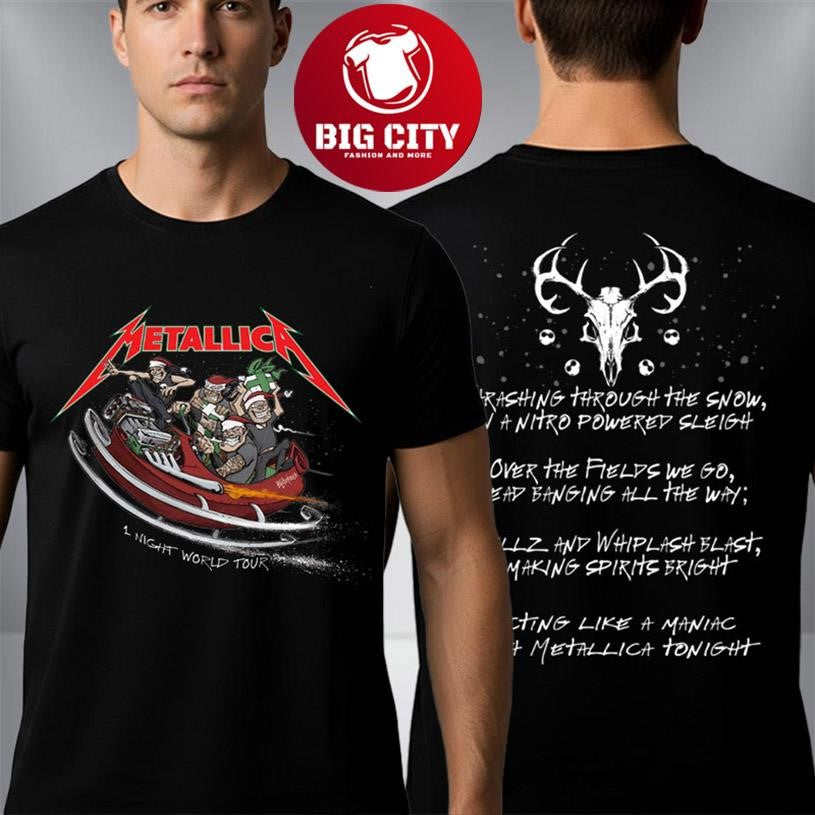 Metallica 1 Night World Tour Merry Metal Christmas Two Sided Shirt