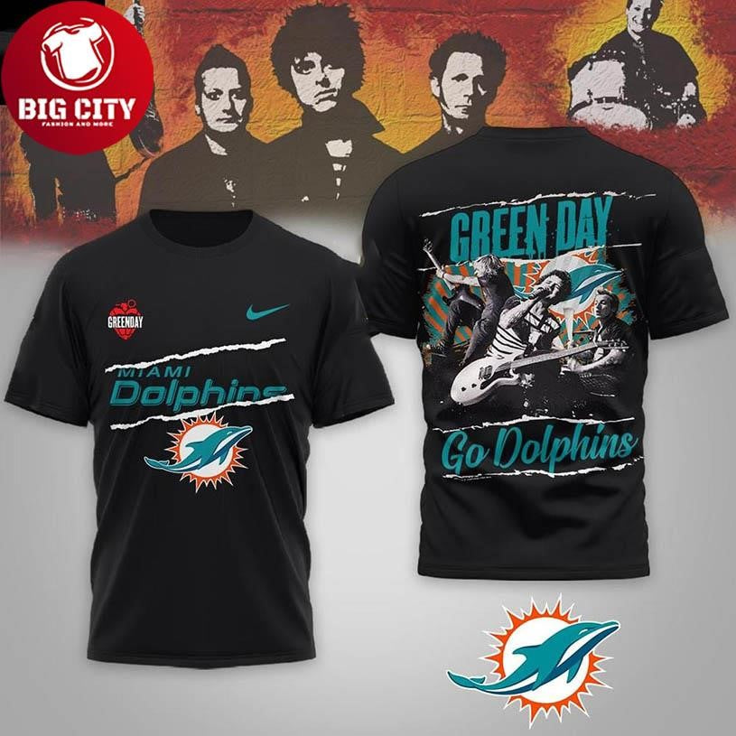 Miami Dolphins Green Day Saviors 2025 Go Dolphins Two Sided Shirt