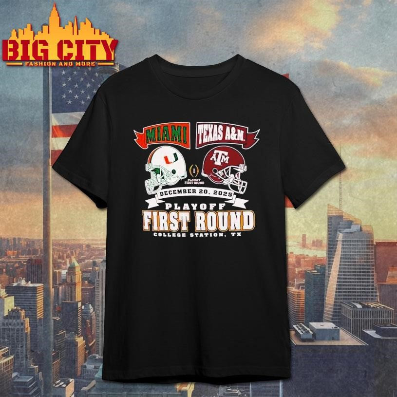 Miami Vs Texas Am Cfp Round 1 Head-2-head Helmet Dec 20 2025 Shirt