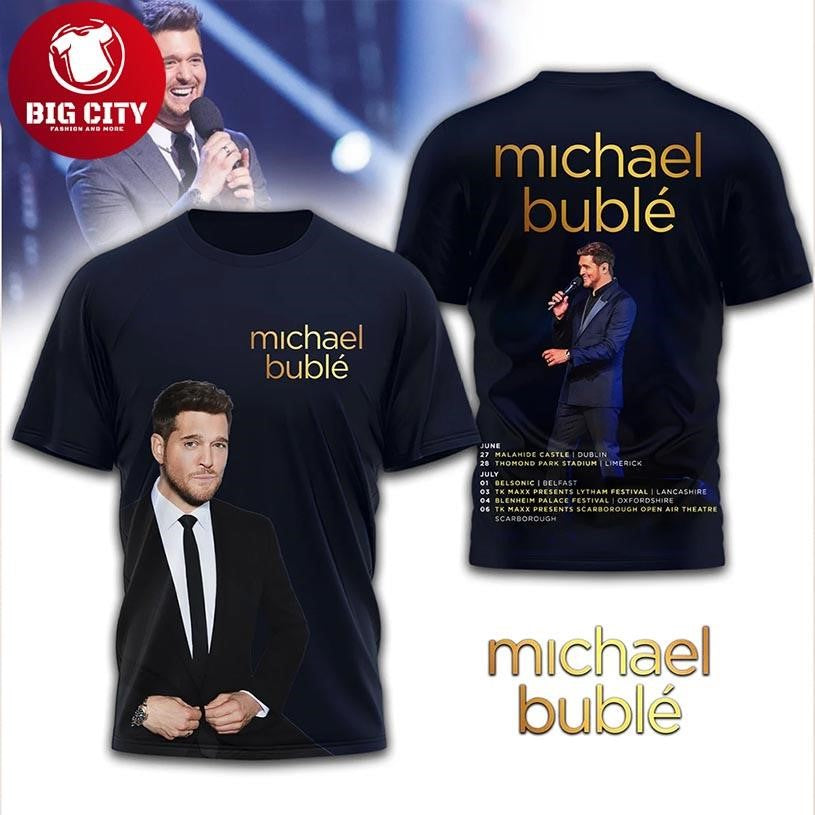 Michael Buble Live Tour 2025 Fan Shirt Elegant Concert Dates Two Sided Shirt