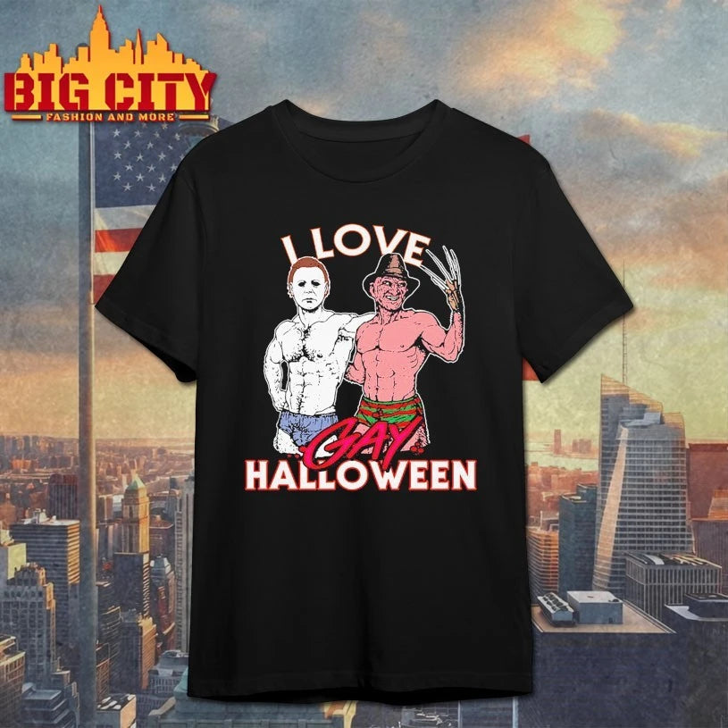 Michael Myers And Freddy Krueger I Love Gay Halloween shirt