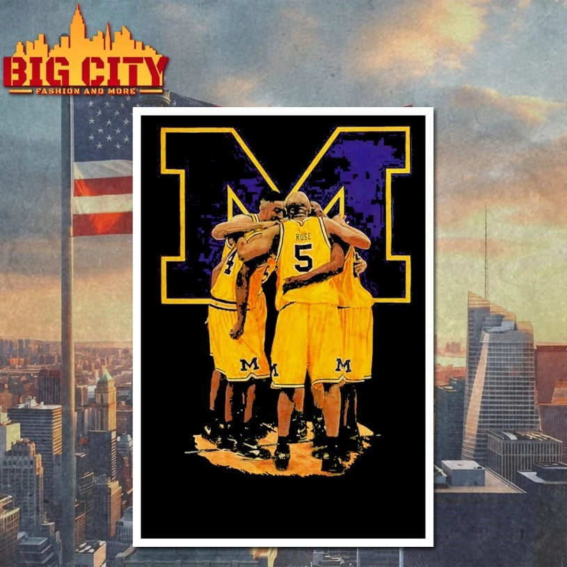 Michigan University Basketball Team Fab Five 5 Sport shirt