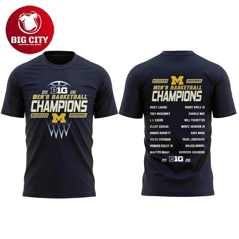 Michigan Wolverines Basketball 2026 Big Ten Regular Season Two Sided Shirt