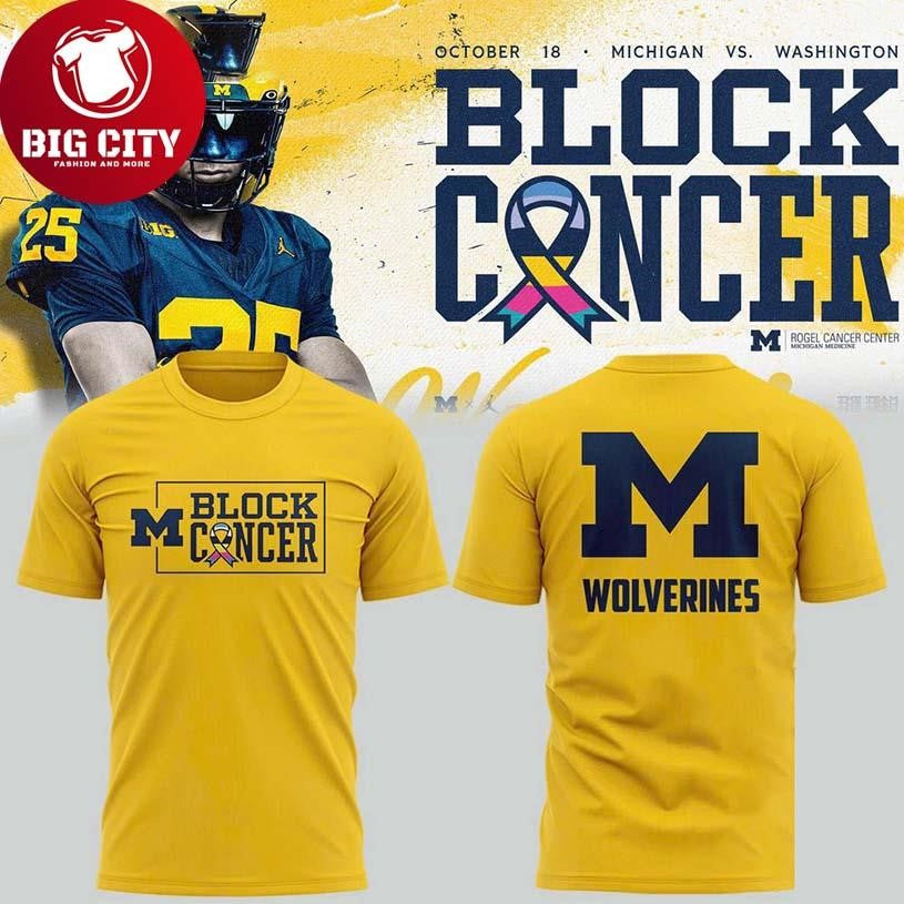 Michigan Wolverines Football Block Cancer 2025 New Shirt