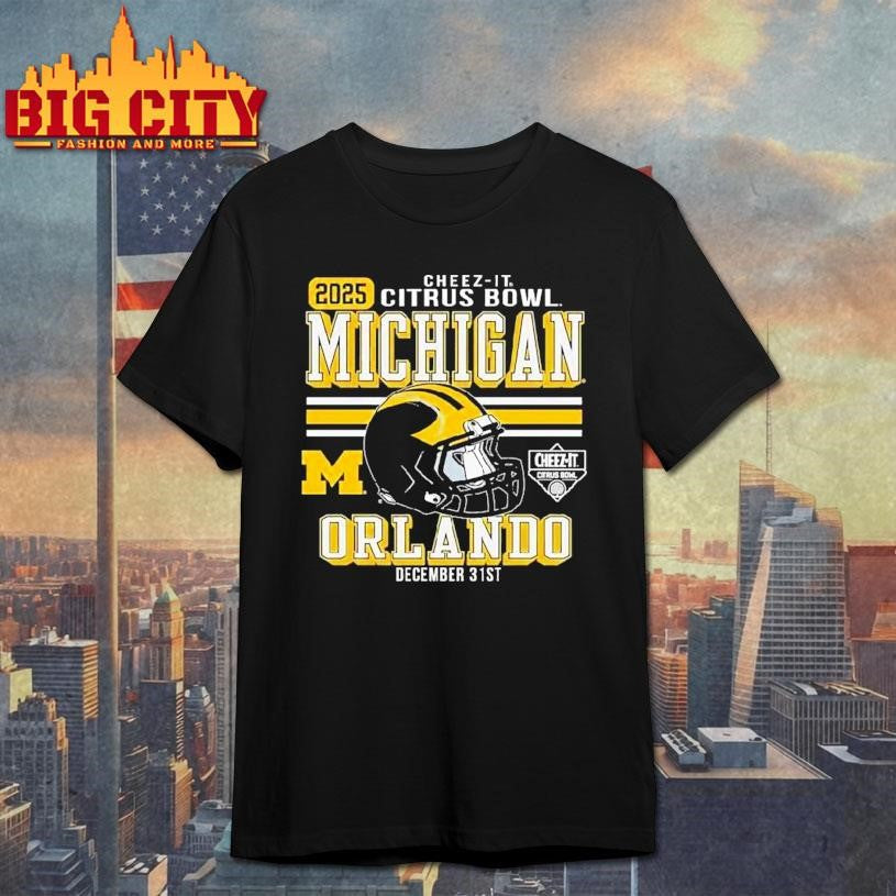 Official Michigan Wolverines Football Cheez-it Citrus Bowl 2025 Helmet Shirt