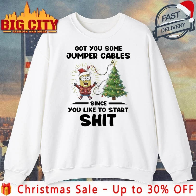 Minion Christmas Got You Some Jumper Cables Since You Like To Start Shit shirt