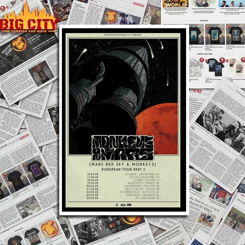 Monkey3 And Mars Red Sky European Tour 2026 Poster shirt