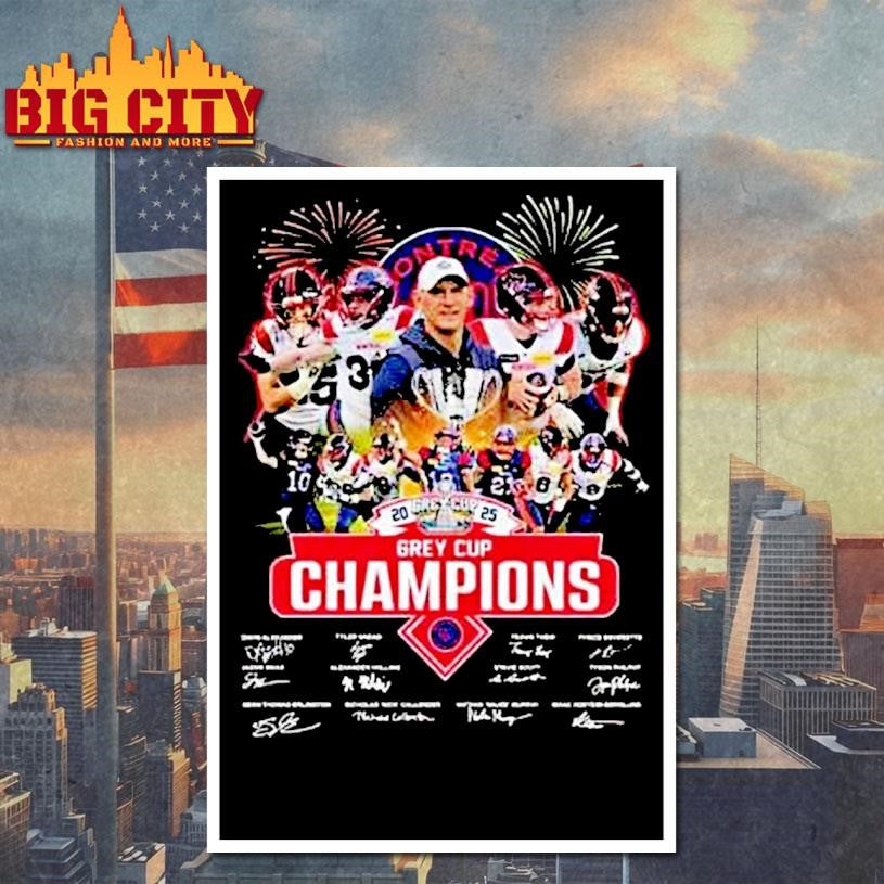 Montreal Alouettes Grey Cup 2025 Champions Winner Signatures Circle Shirt