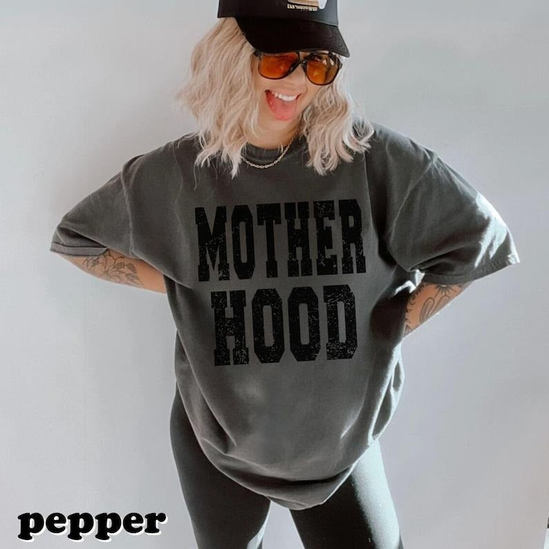 Mother Hood Shirt  Trendy Mama Tshirt Mom Life Tee Oversized Graphic Mom T-shirt Motherhood Shirt Cool Mom Club Rad Mom pepper