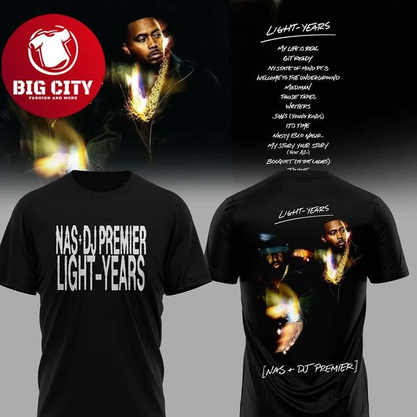NAS x DJ PREMIER Album Light Years Two Sided Shirt