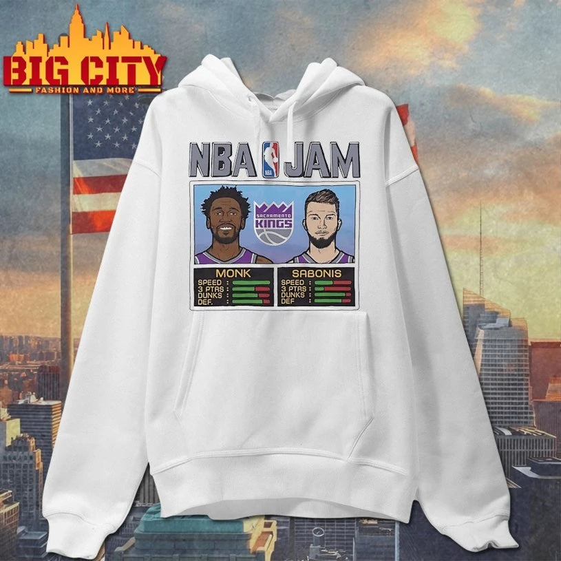 NBA Jam Malik Monk and Domantas Sabonis Sacramento Kings basketball shirt