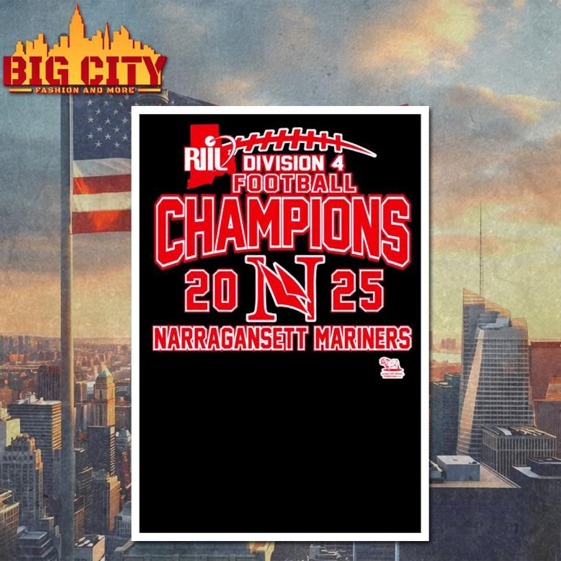 Narragansett Mariners 2025 RIIL Division 4 Football Champions Shirt