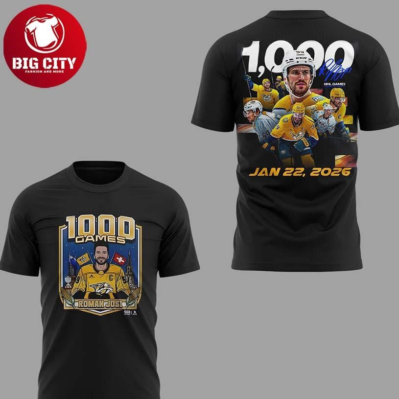 Nashville Predators Roman Josi 1000 NHL Games 2026 Two Sided Shirt