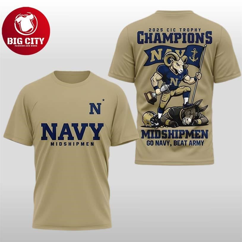 Navy Midshipmen 2025 CIC Trophy Champions NCAA Football Two Sided Shirt