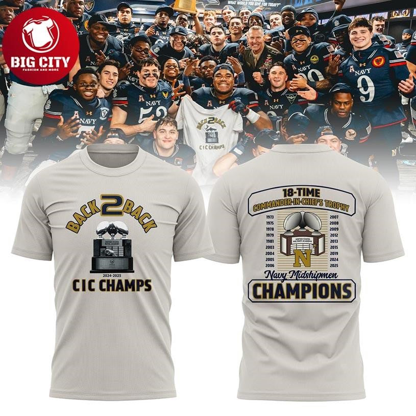 Navy Midshipmen 2025 Commander-in-Chief’s Trophy Champions Two Sided Shirt