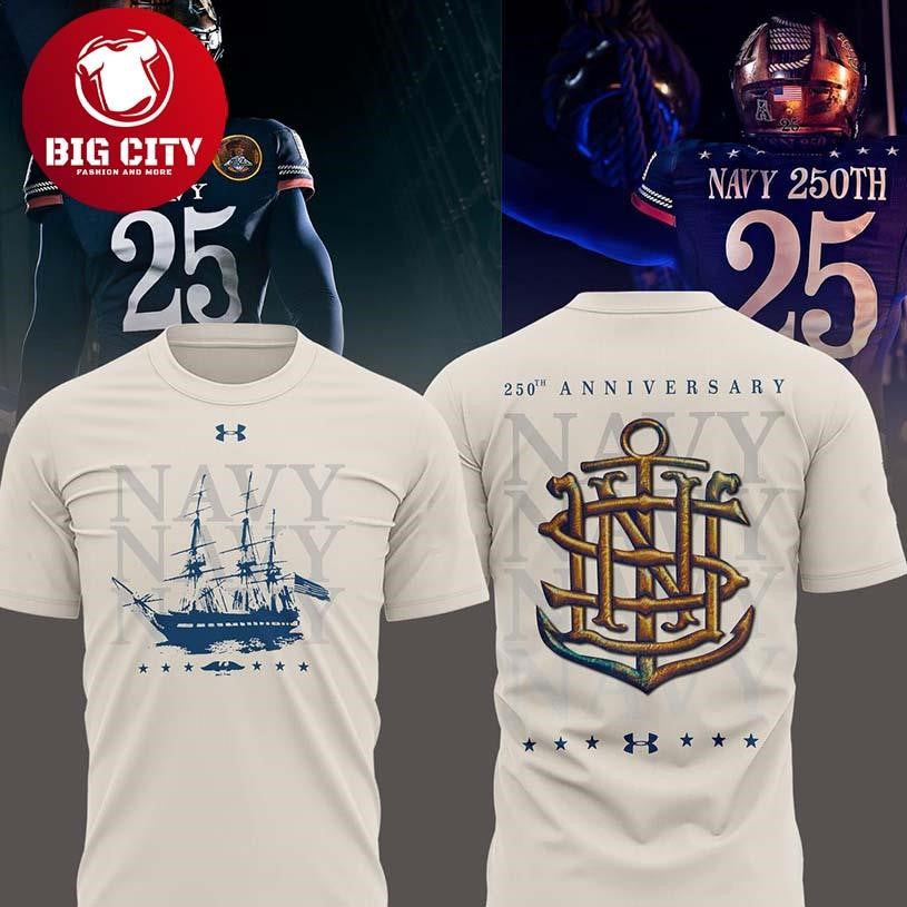 Navy Midshipmen Celebrating 250 Anniversary 2025 Go Navy Two Sided Shirt