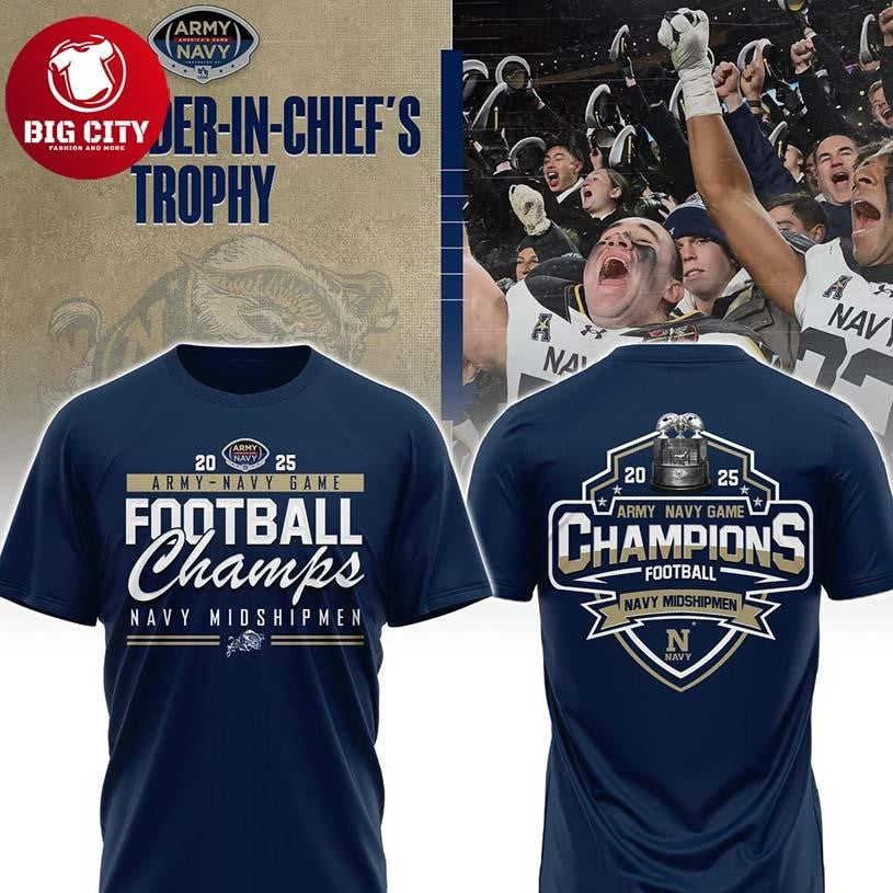 Navy Midshipmen Commander-In-Chief Champions 2025 Two Sided Shirt
