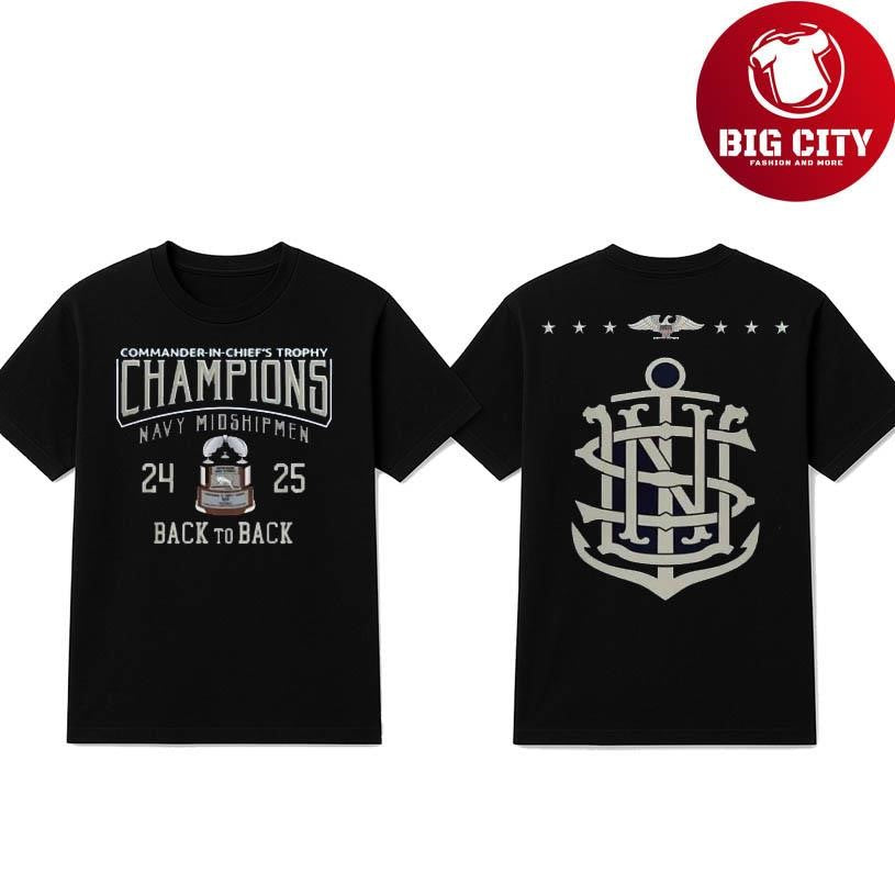 Navy Midshipmen Football Back To Back CIC Champions 2025 Two Sided Shirt