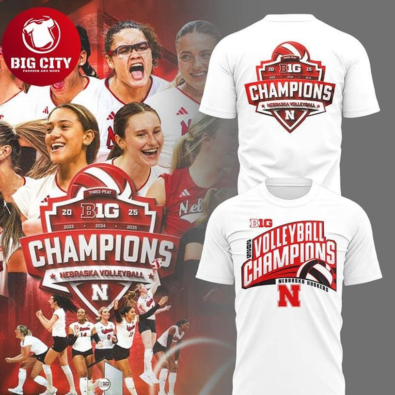 Nebraska Cornhuskers 2025 Women’s Volleyball Big Ten Champions Two Sided Shirt