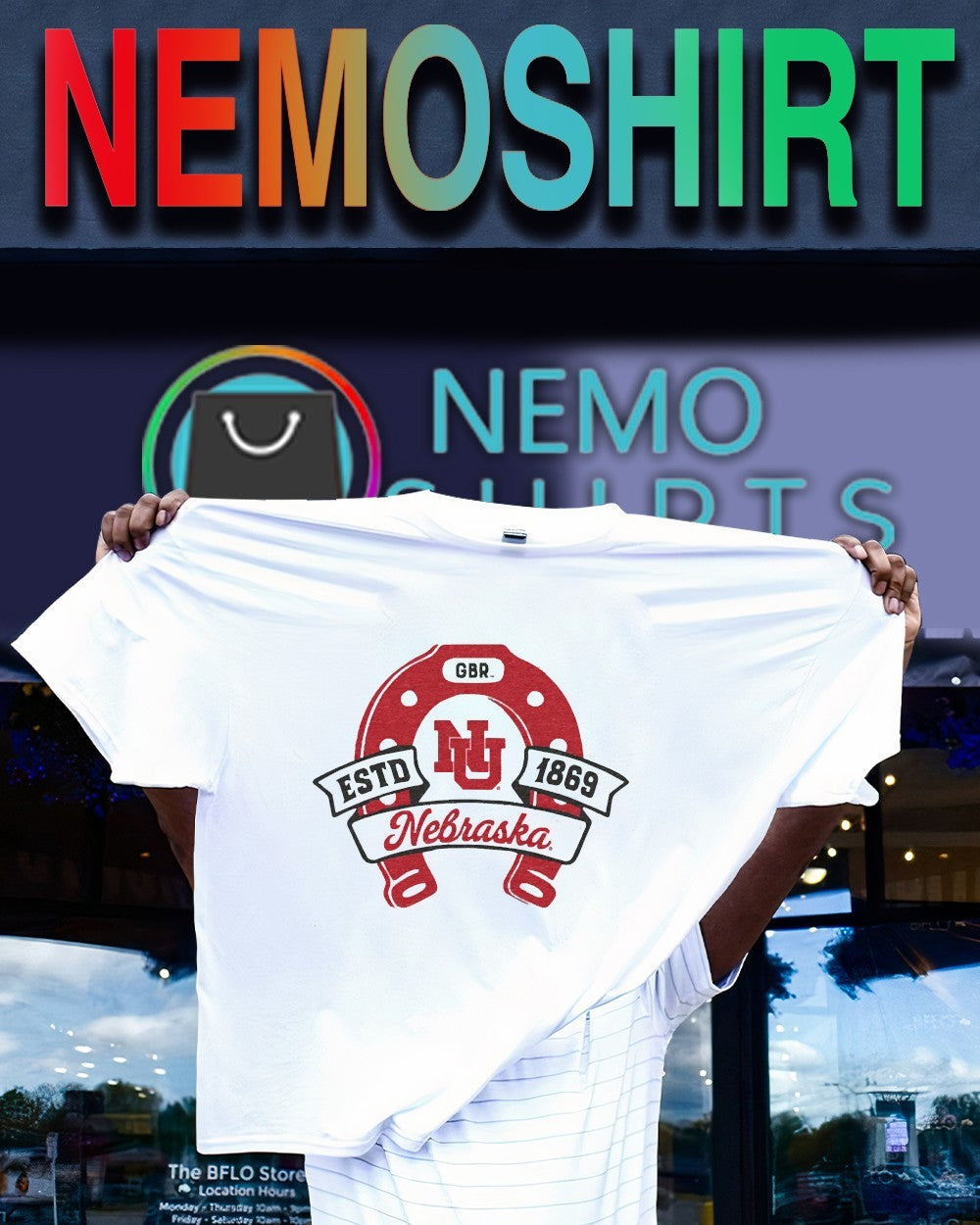 Nebraska Cornhuskers lucky horseshoe estd 1869 shirt
