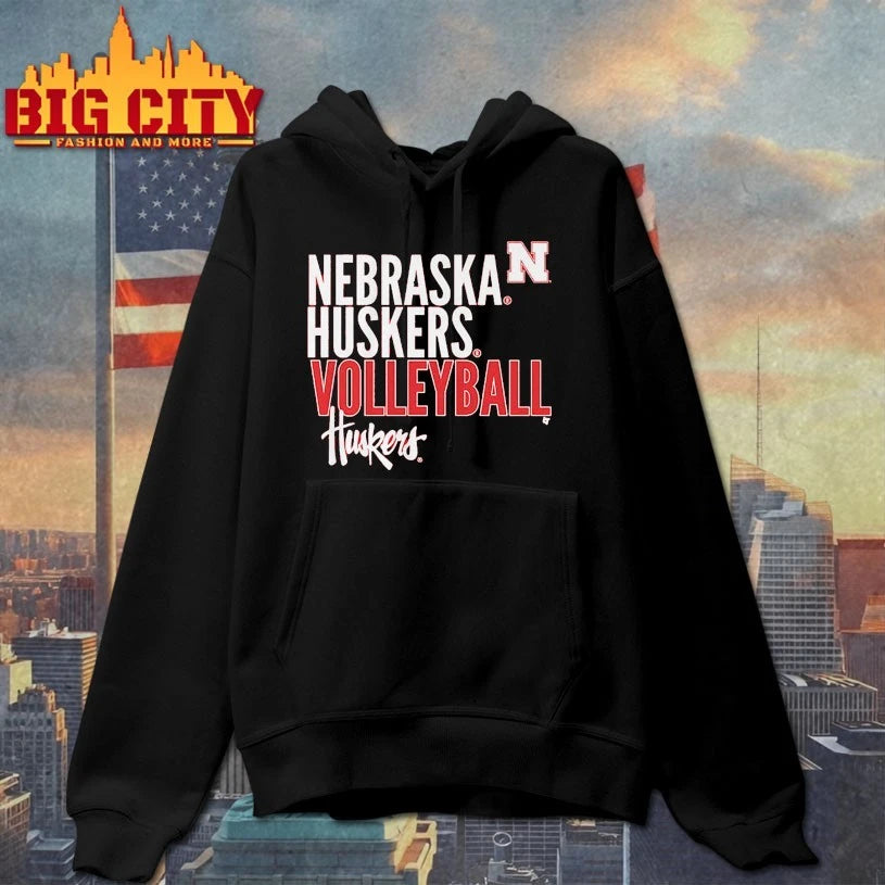 Nebraska Huskers Volleyball Text Logo Overlay shirt