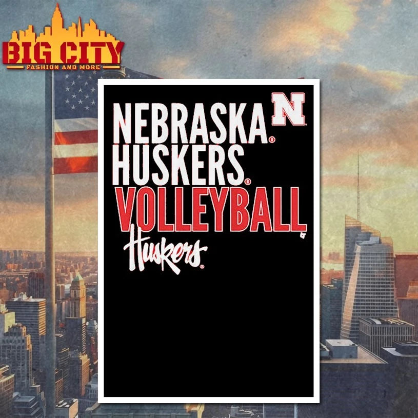 Nebraska Huskers Volleyball Text Logo Overlay shirt