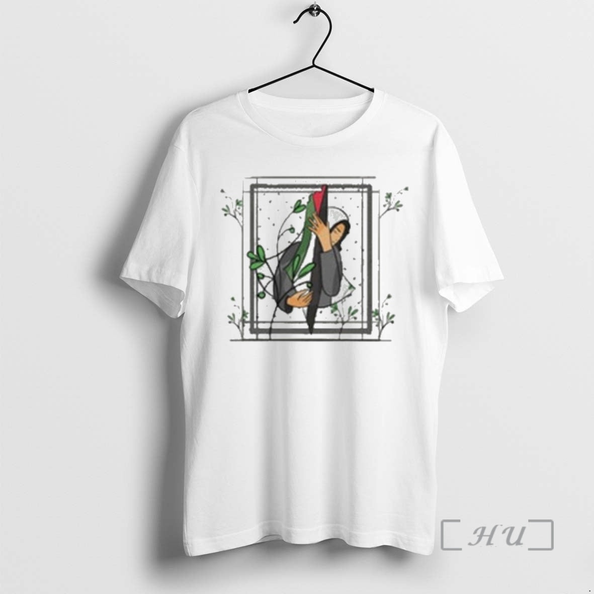 New Rajaee Palestine Girl Grabing Flag Illustration T-Shirts, Hoodie, Sweatshirt