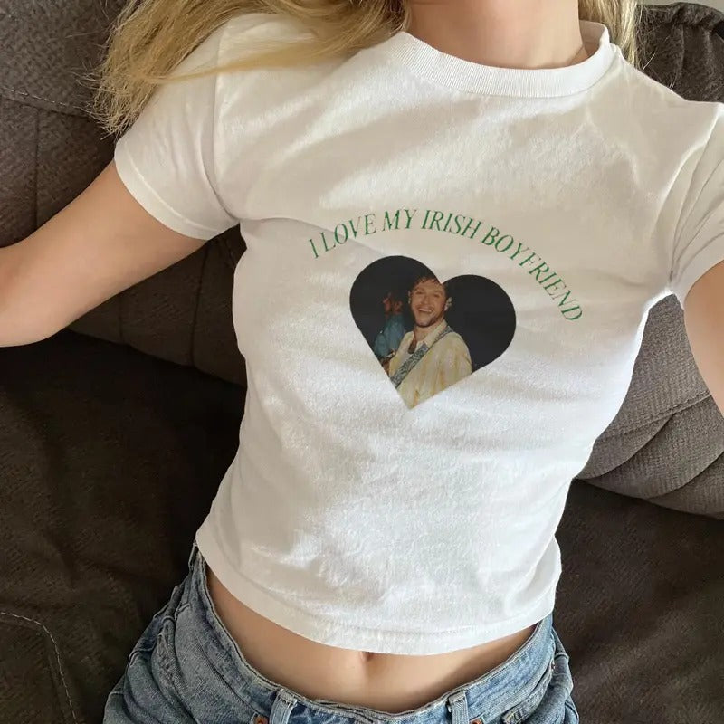 Nial Horan I Love My Irish BoyfriendBaby Tee Lucky Irish Trendy Retro St Paddys Day y2k 90s Style St. Patricks Day One Direction