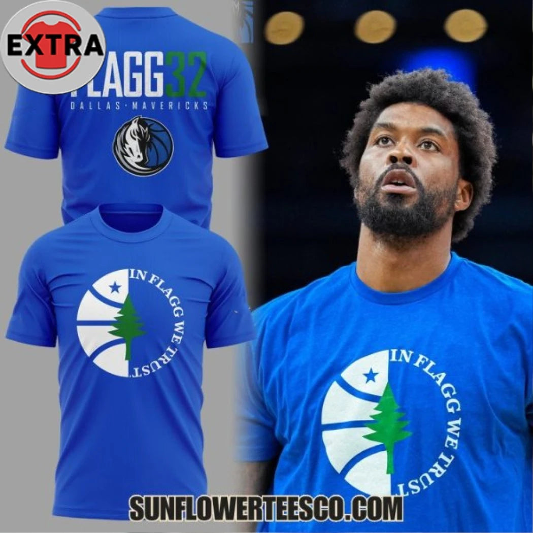 Nice Dallas Mavericks In Flagg We Trust 2026 Blue Logo Two Sided Shirt