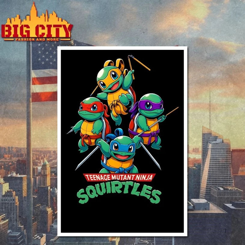 Ninja turtle cartoon teenage mutant ninja Squirtles shirt