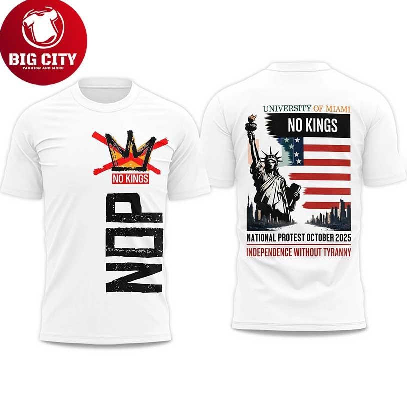 No King University Of Miami 2025 New Two Sided Shirt