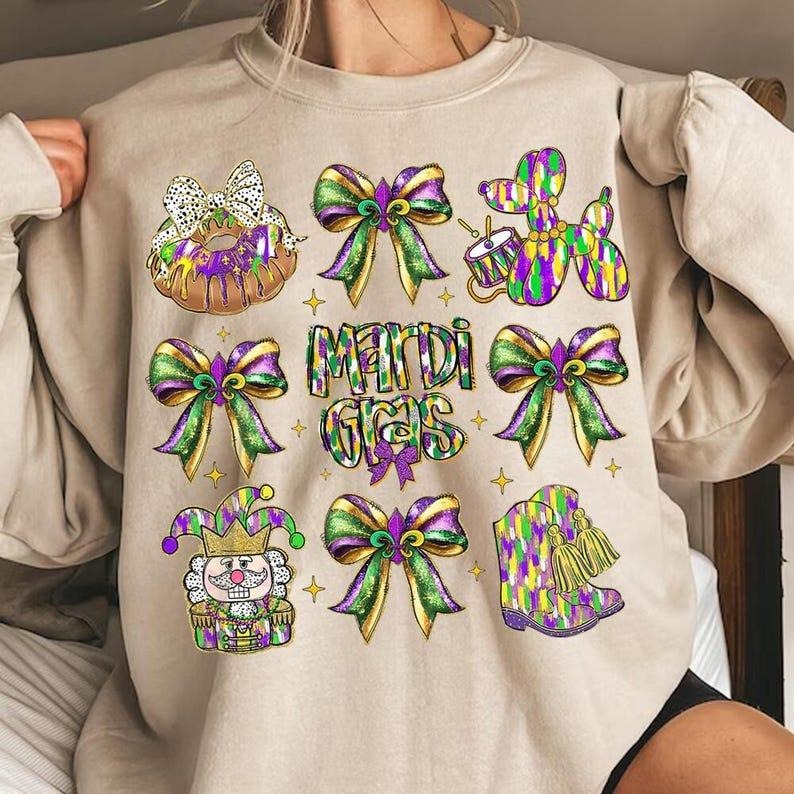 Nutcracker Mardi Gras sweatshirt-hoodie-tshirt, Glitter Mardi Gras Coquette Bow tshirt, Louisiana Festival sweatshirt, Brushstroke Boots hoodie, Dog Mardi Gras tshirt