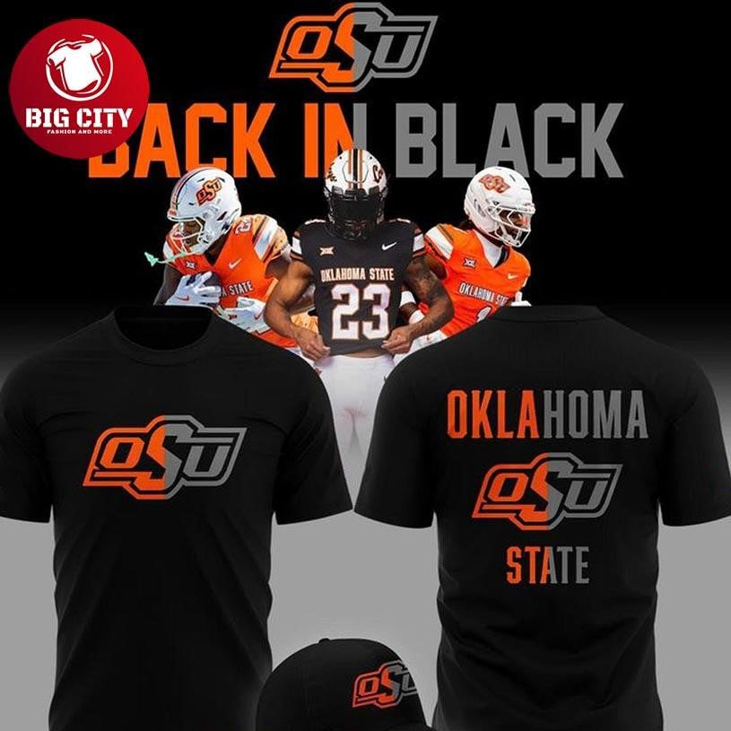 OSU Cowboys Back In Black 2025 Drak Mode Vibe Two Sided Shirt