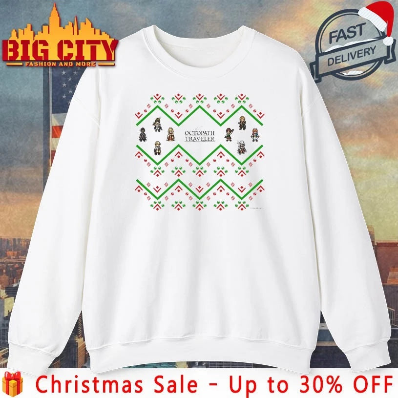 Octopath Traveler Festive Pixel Characters Christmas shirt