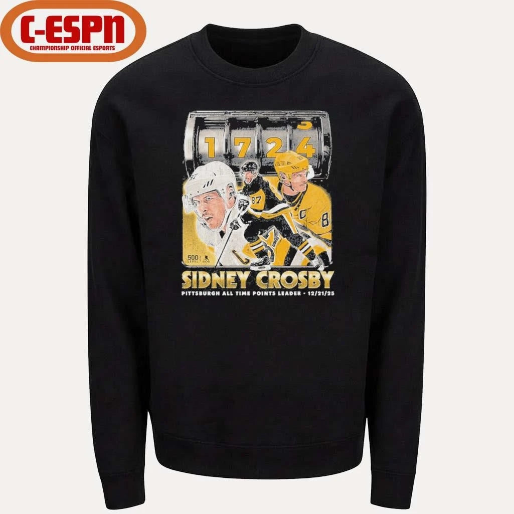 Official 1724 Sidney Crosby Pittsburgh All Time Points Leader shirt